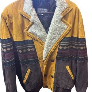 Retro Yellow and Brown Bomber Jacket